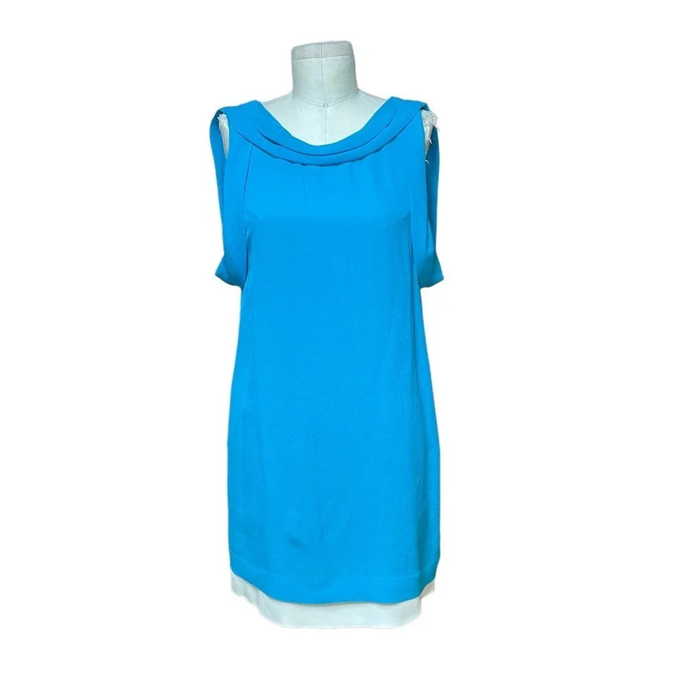 3.1 Phillip Lim Mini Dress Shift Sleeveless Silk Turquoise Blue Size 2